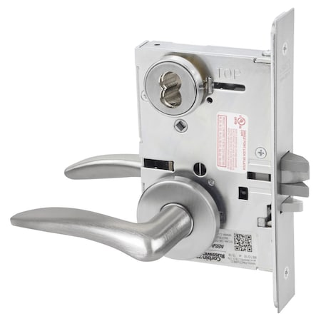 Corbin Russwin Storeroom or Closet Mortise Lock, DS Lever, A Rose, 6-Pin LFIC Less Core, Satin Chrome ML2057 DSA 626 CL6 LH